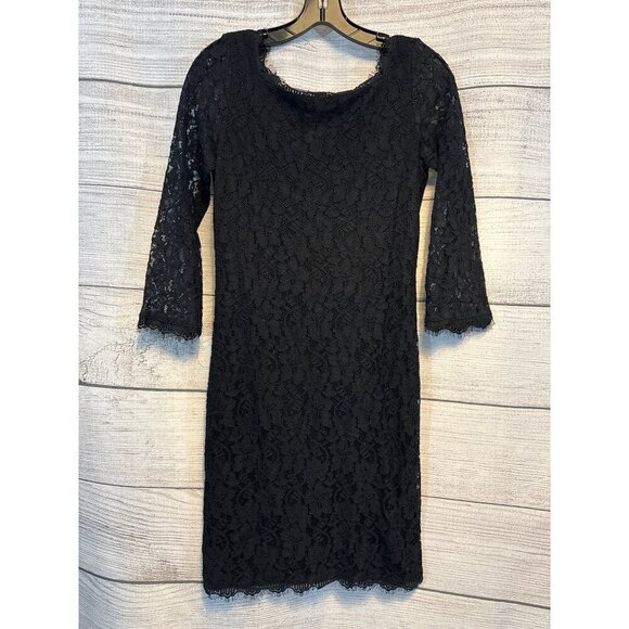Diane Von Furstenberg Zarita Black Lace Back Zipper Dress Size 8 - Picture 1 of 3